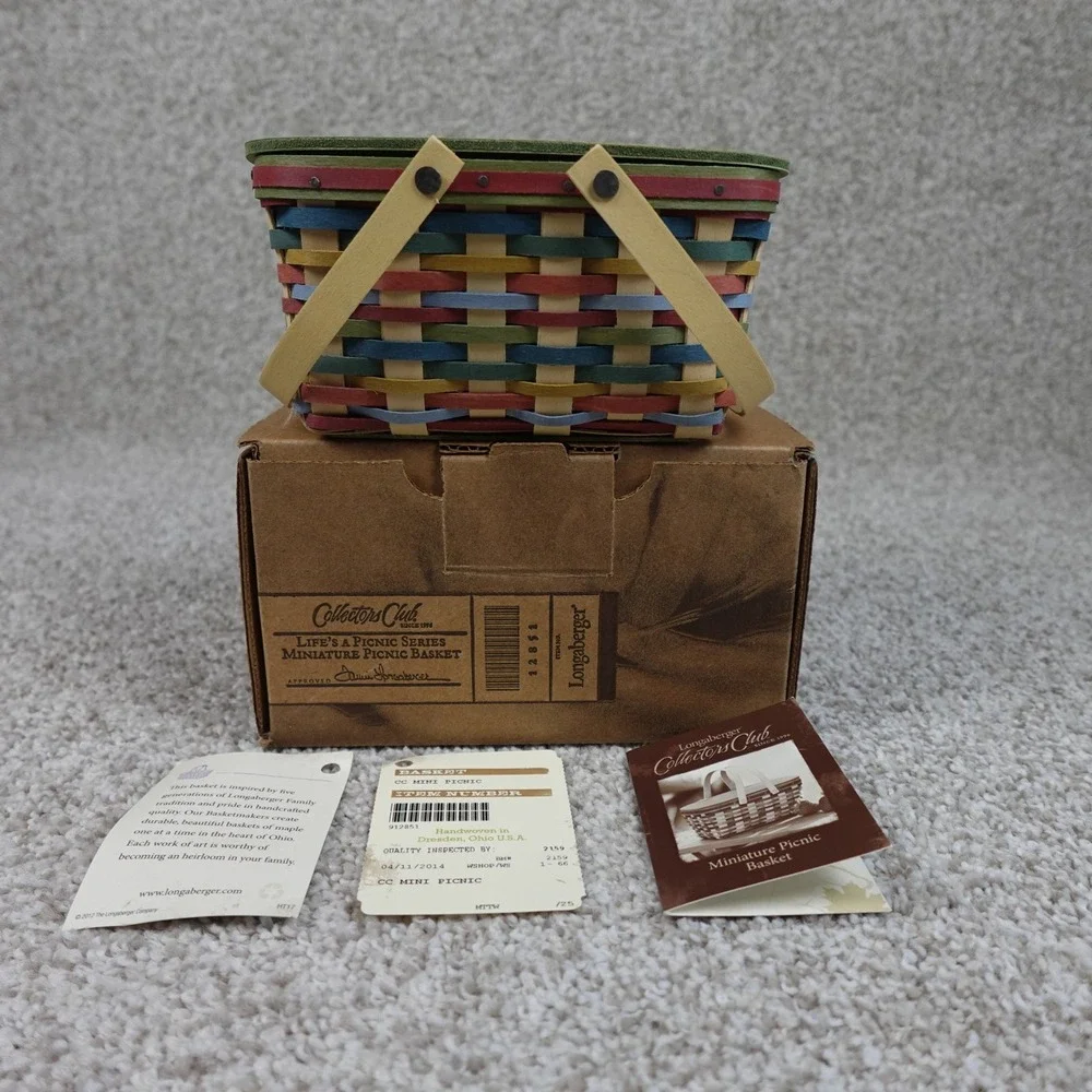 Longaberger 2014 Collectors Club Miniature Life's a Picnic Basket 12851 Multi